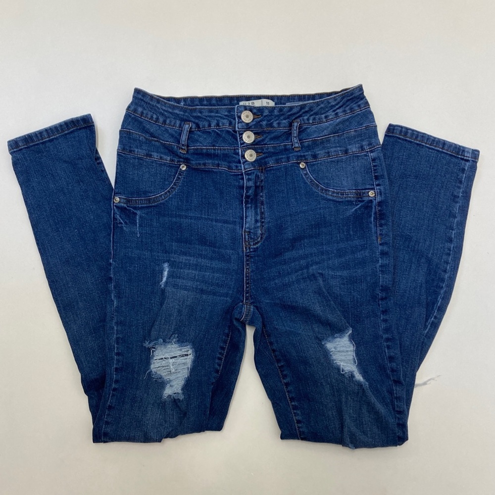 U2B Urban Basics Hi Rise Distressed Skinny Jeans Womens Size 11 Juniors